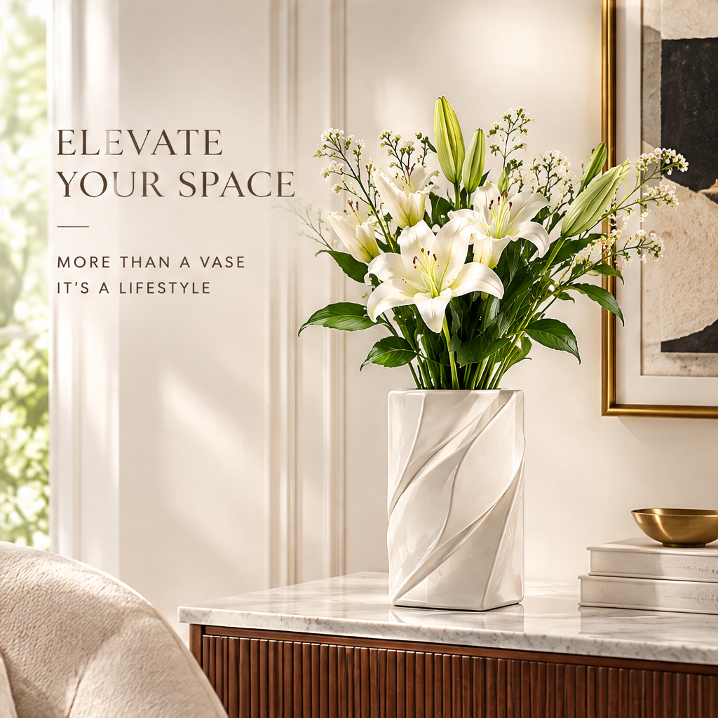NOVALORAR® Ivory Arc Ceramic Vase
