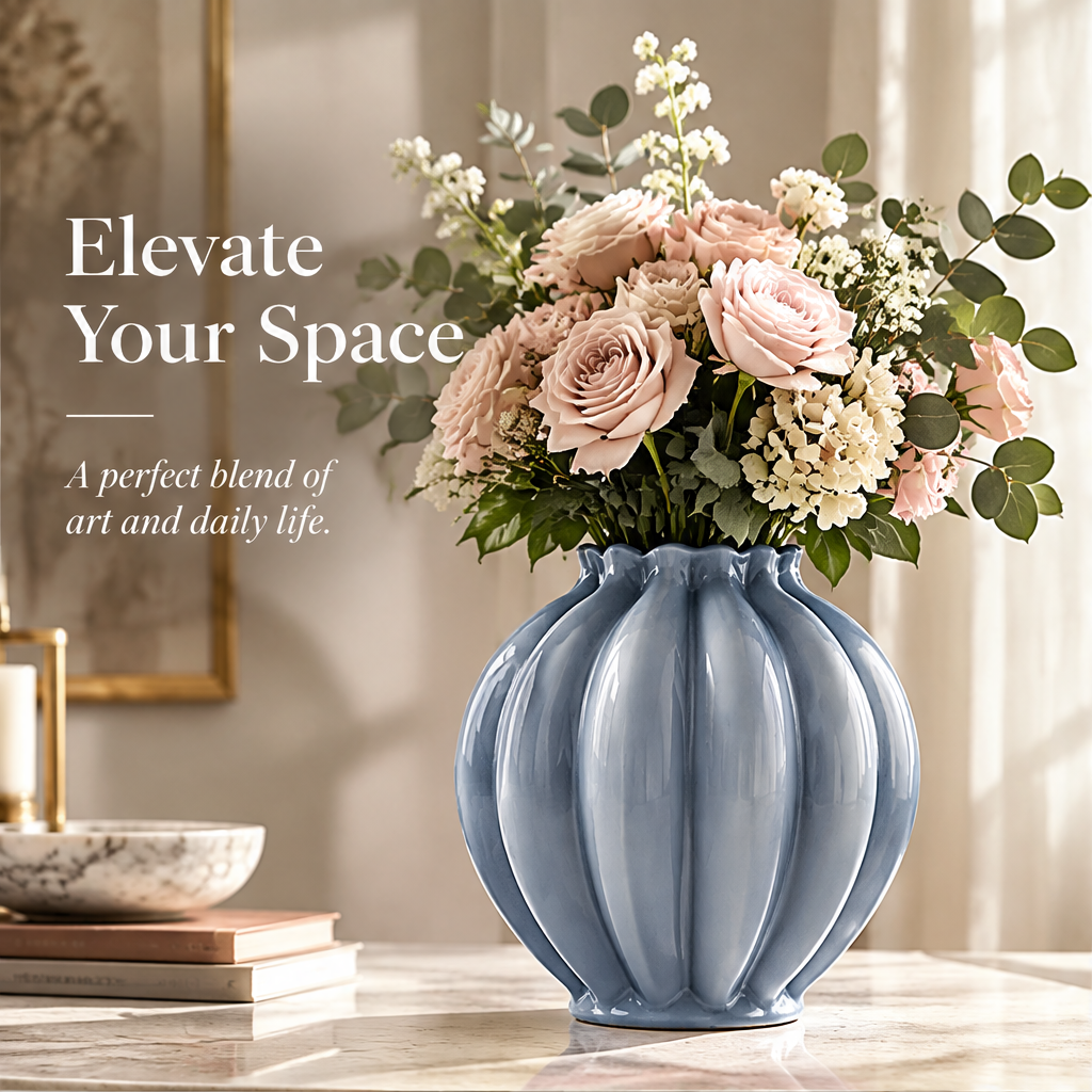 NOVALORAR® Azure Bloom Ceramic Vase