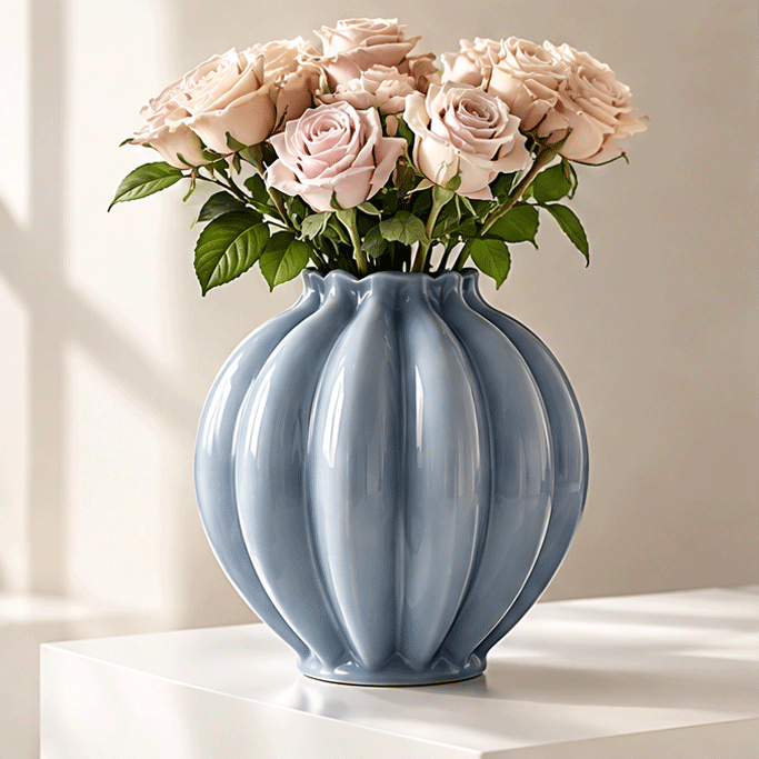 NOVALORAR® Azure Bloom Ceramic Vase