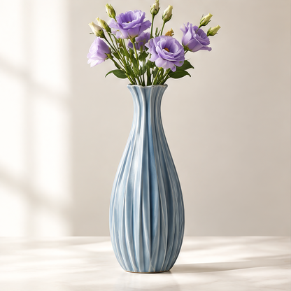 NOVALORAR® Azure Ribbed Ceramic Vase