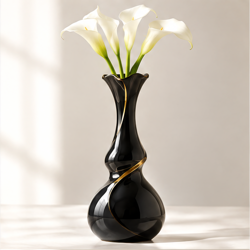 NOVALORAR® Onyx Gilded Ceramic Vase