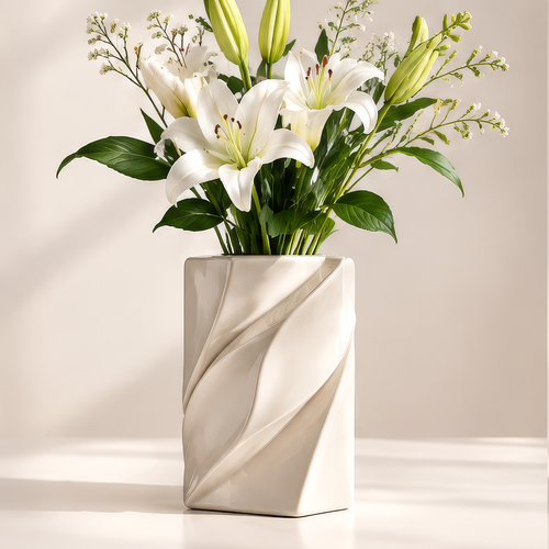 NOVALORAR® Ivory Arc Ceramic Vase