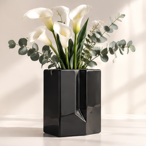 NOVALORAR® Obsidian Geometric Ceramic Vase