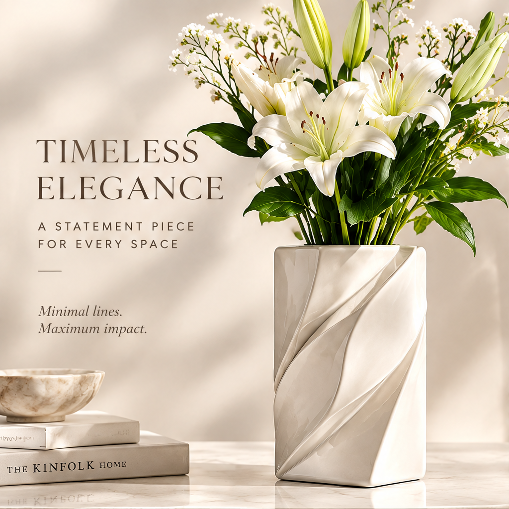 NOVALORAR® Ivory Arc Ceramic Vase