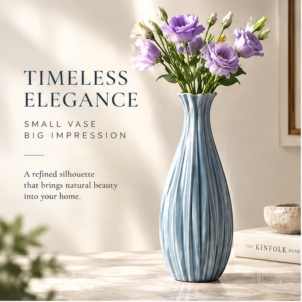 NOVALORAR® Azure Ribbed Ceramic Vase