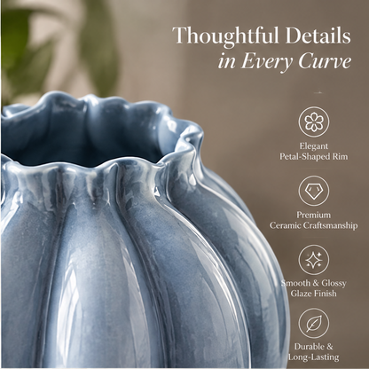 NOVALORAR® Azure Bloom Ceramic Vase