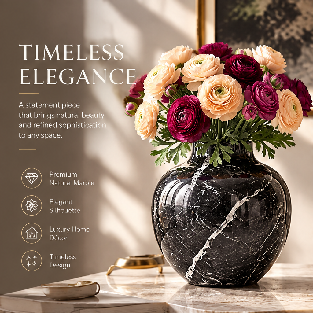NOVALORAR® Noir Marble Statement Vase