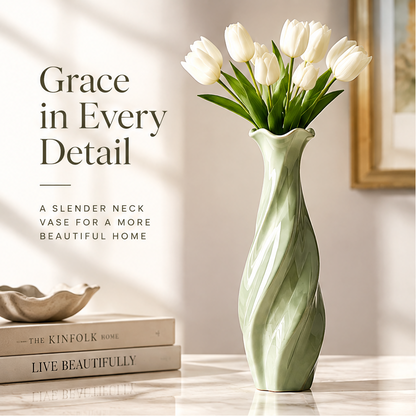 NOVALORAR® Spiral Neck Ceramic Vase