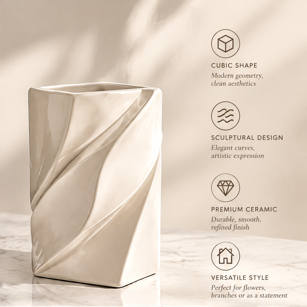 NOVALORAR® Ivory Arc Ceramic Vase