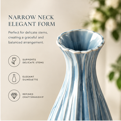 NOVALORAR® Azure Ribbed Ceramic Vase
