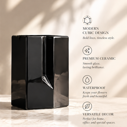 NOVALORAR® Obsidian Geometric Ceramic Vase
