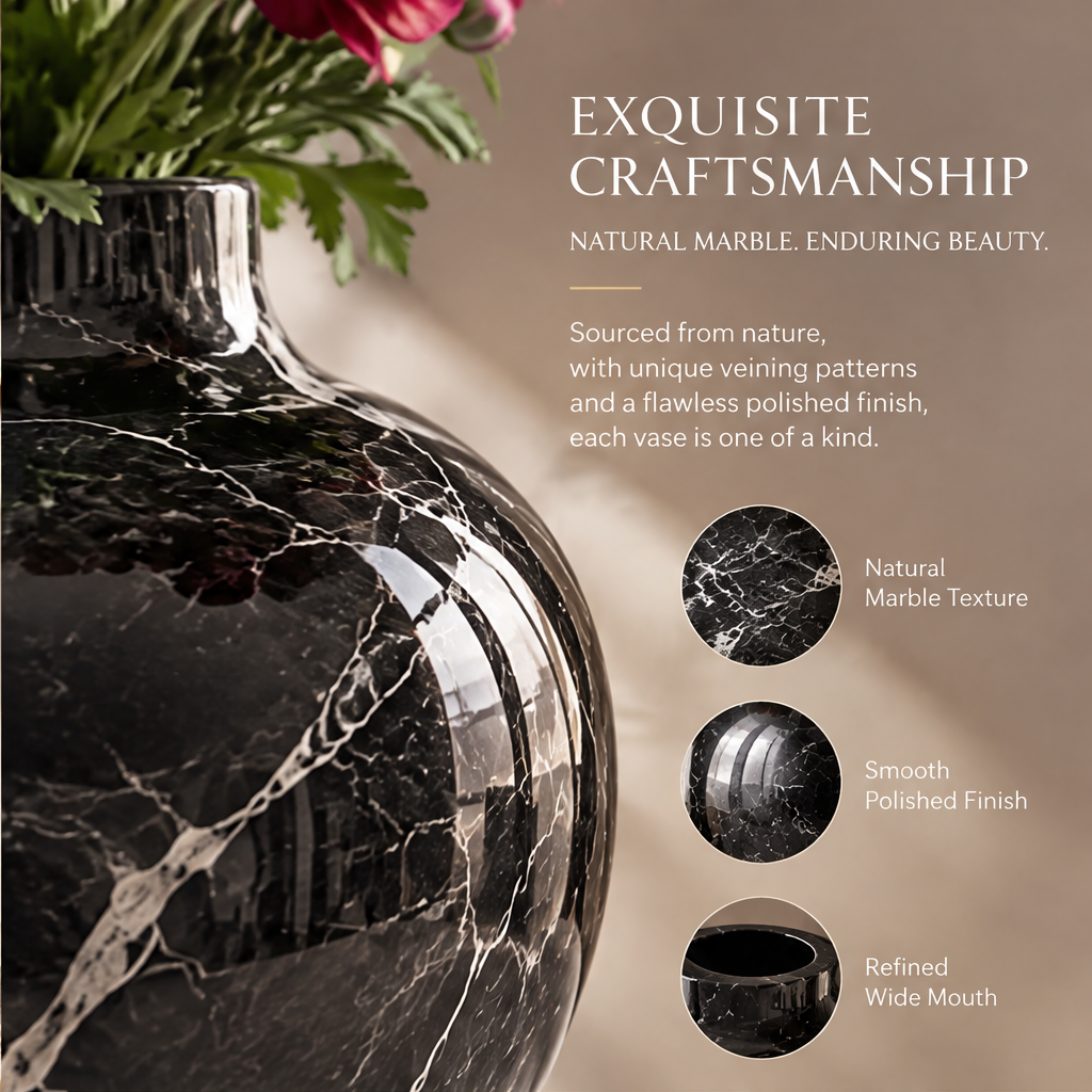 NOVALORAR® Noir Marble Statement Vase