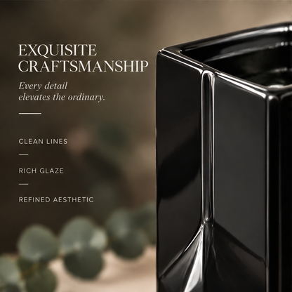 NOVALORAR® Obsidian Geometric Ceramic Vase