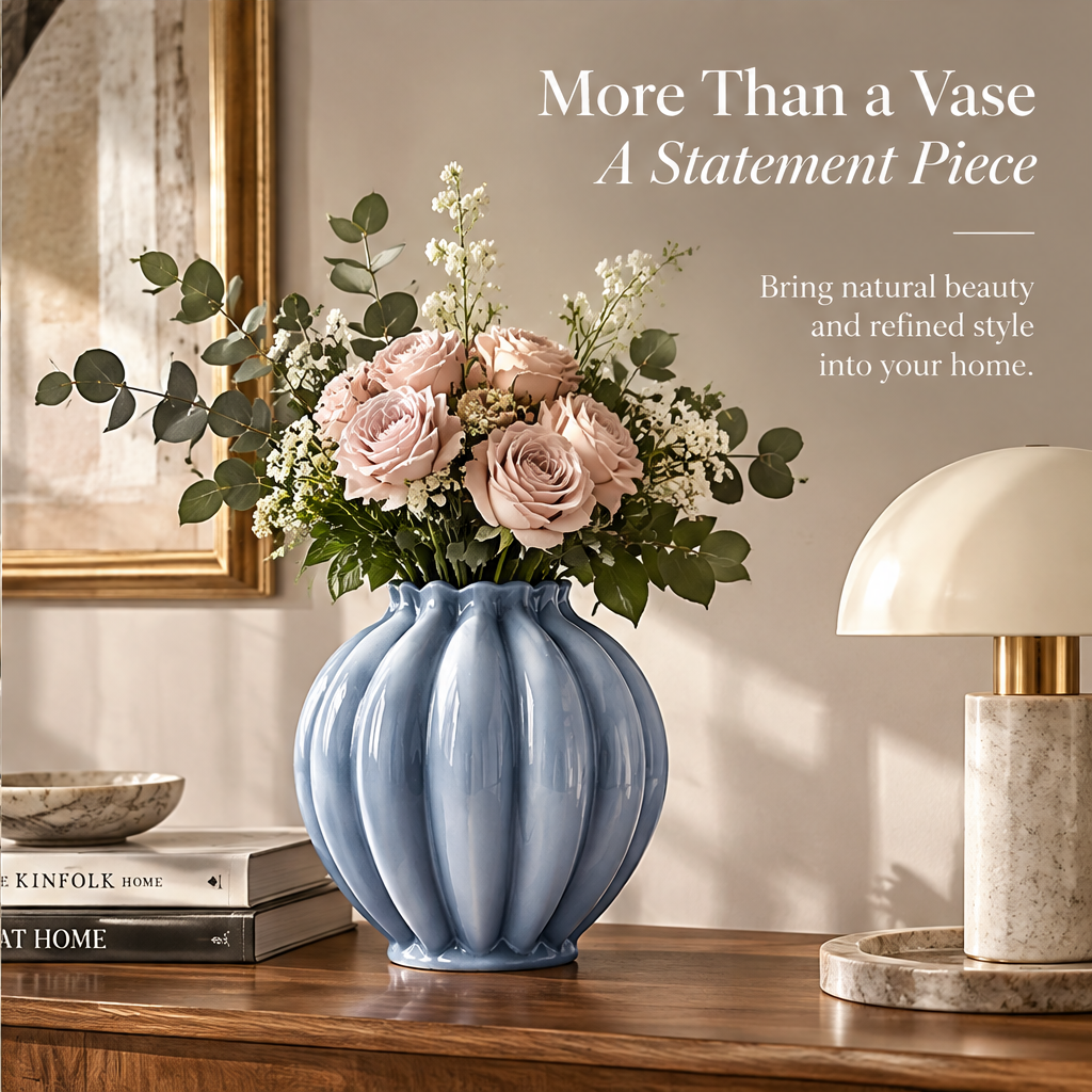 NOVALORAR® Azure Bloom Ceramic Vase