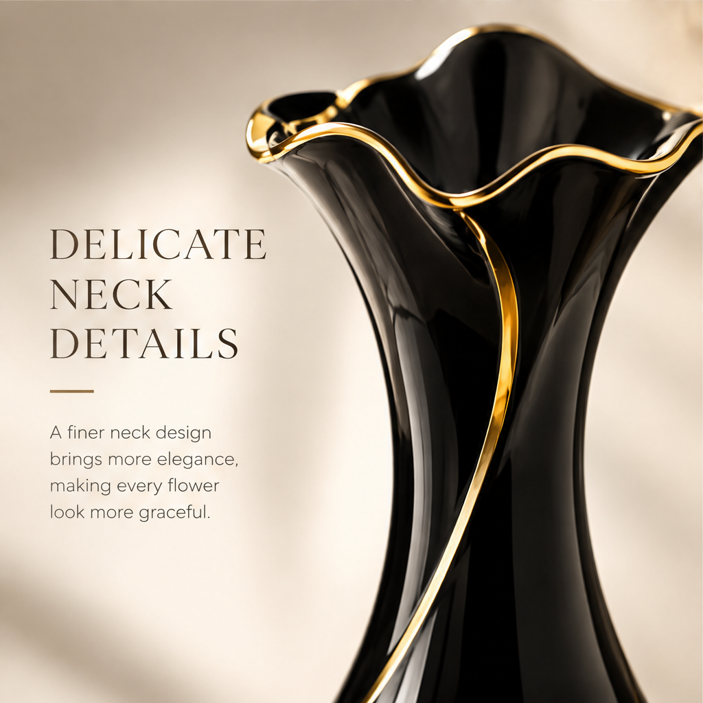 NOVALORAR® Onyx Gilded Ceramic Vase