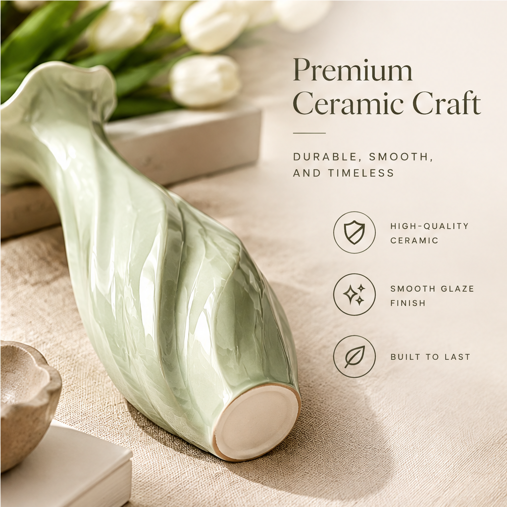 NOVALORAR® Spiral Neck Ceramic Vase