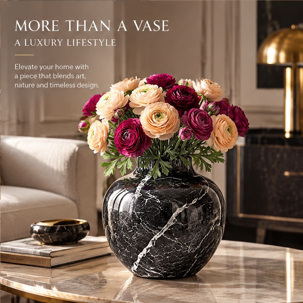 NOVALORAR® Noir Marble Statement Vase