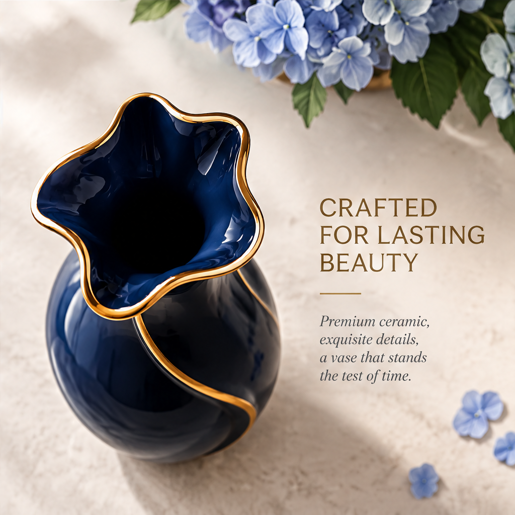 NOVALORAR® Gilded Midnight Ceramic Vase